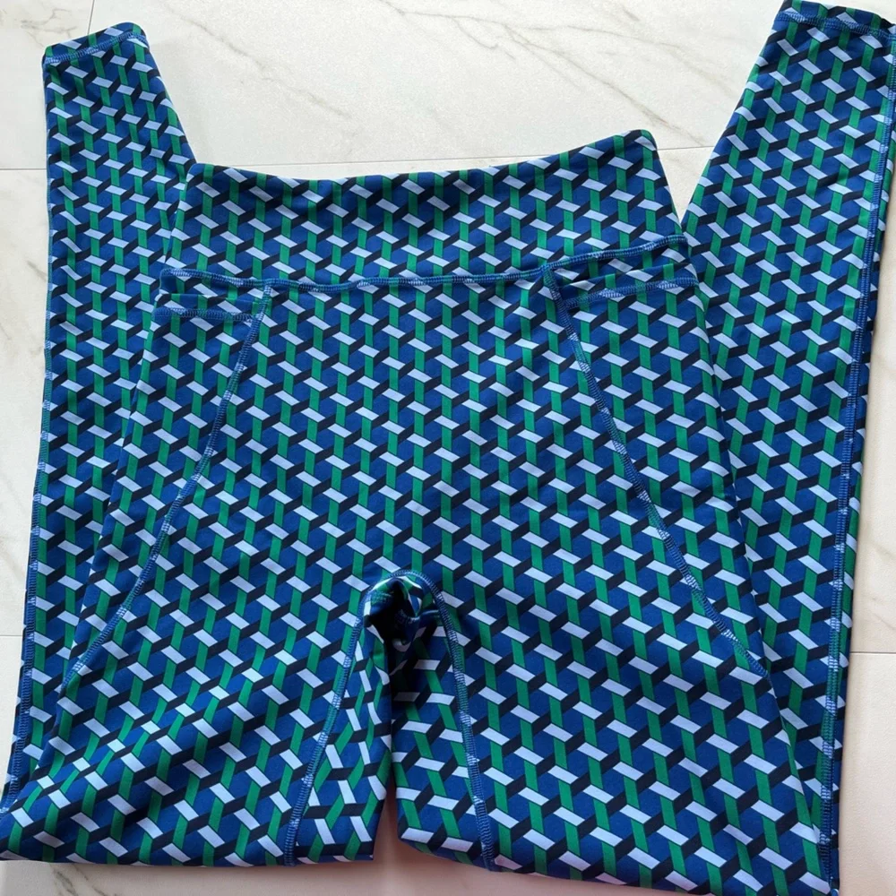 Boden High Waisted Pocket geometric print leggings size 4 - Picture 2 of 11